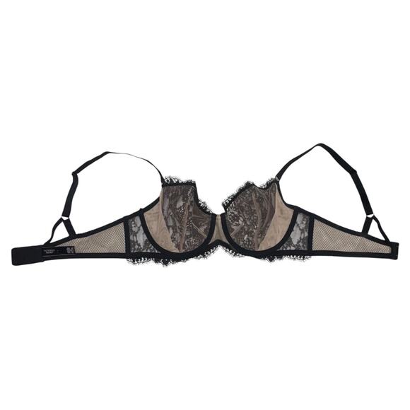 Victoria's Secret Very Sexy Unlined Demi Sheer Lace Black Nude 38C - Picture 4 of 5